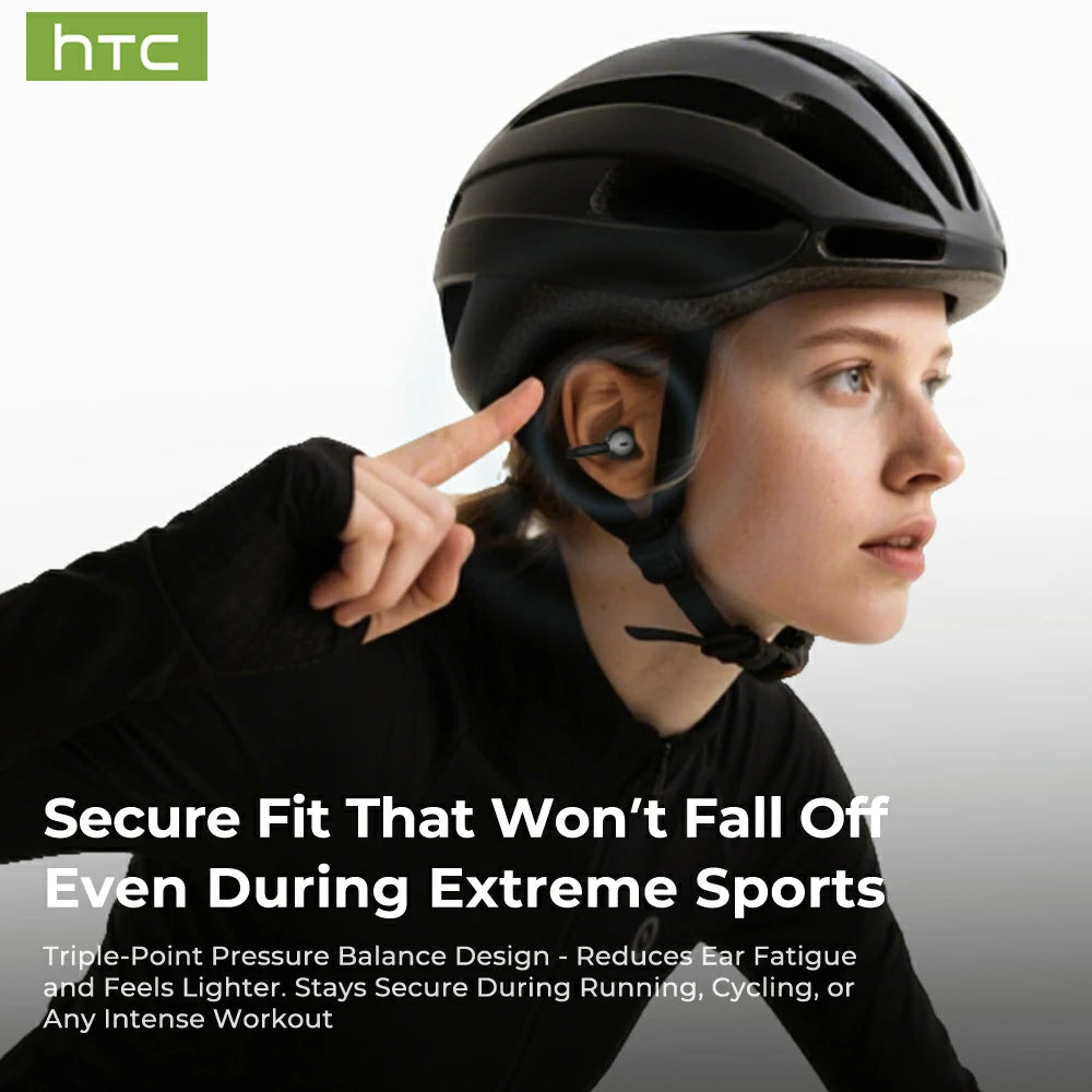 HTC NE55 OWS - Écouteurs clipsables Bluetooth, étanches IPX4, avec boîtier de charge et microphone intégré. Réduction du bruit NC, agréable à porter, excellente qualité sonore, idéal pour le bureau, le sport, les études et les appels vocaux.