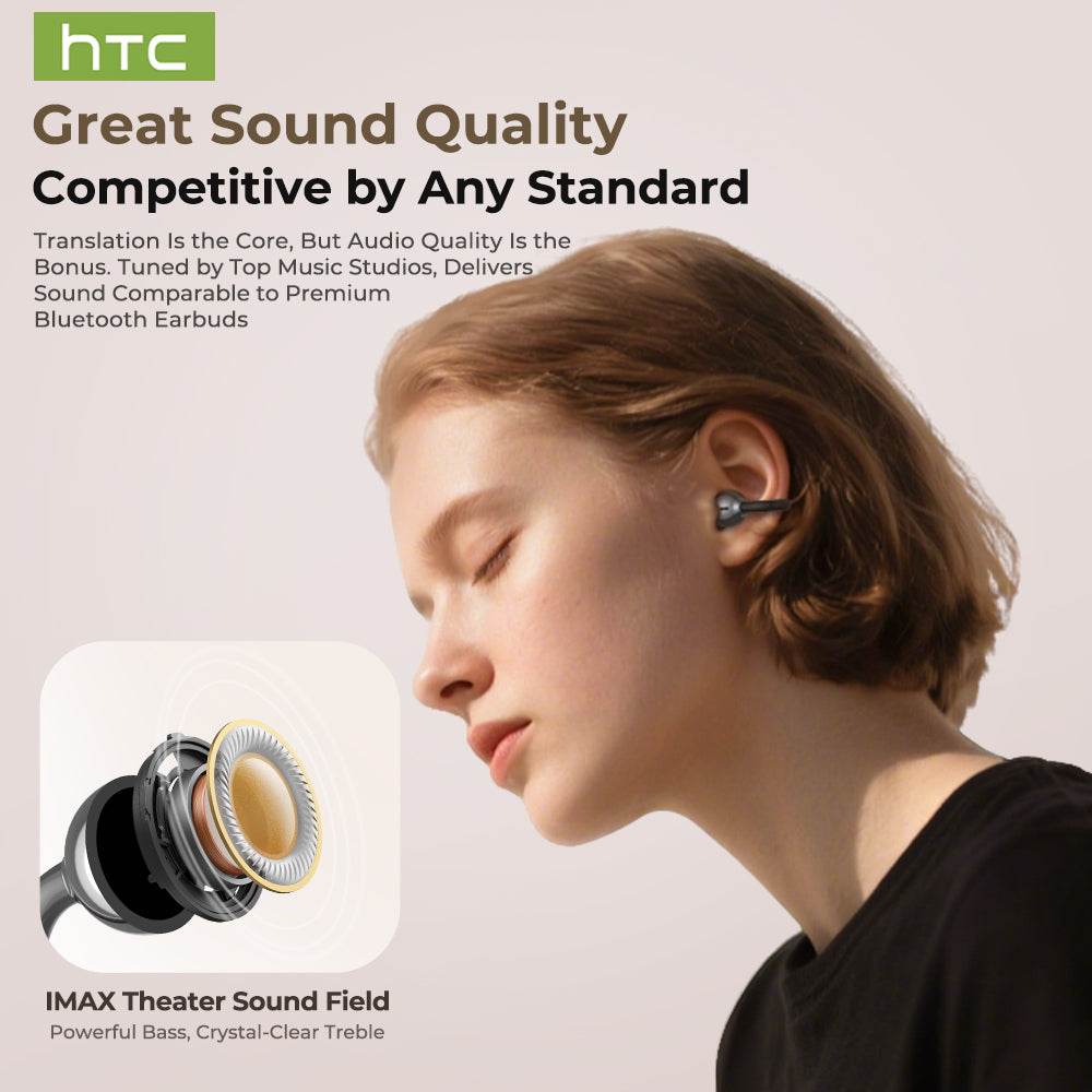 HTC NE55 OWS - Clip-on earphones, Bluetooth headset, IPX4 waterproof, equipped with charging box, built-in microphone. NC noise reduction, comfortable to wear, excellent sound quality, suitable for office, sports, study and voice calls. - HTCTOP