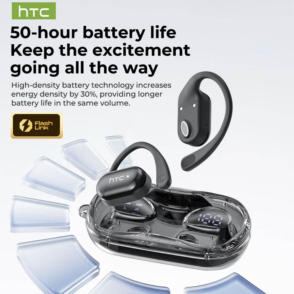 HTC NE37 Bluetooth V6.0 AI Earphones OWS Sports Wireless Headphones Open-Ear Translator Earbuds with Mic Powerful Bass Longlife - HTCTOP