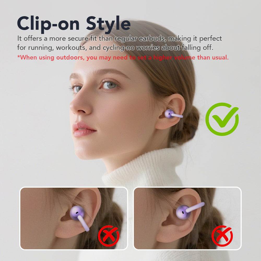 HTC NE54 Bluetooth V6.0 Earphones OWS Ear Clip Headphones Wireless Headphones Long-life Noise Reduction AI Translator Earbuds - HTCTOP