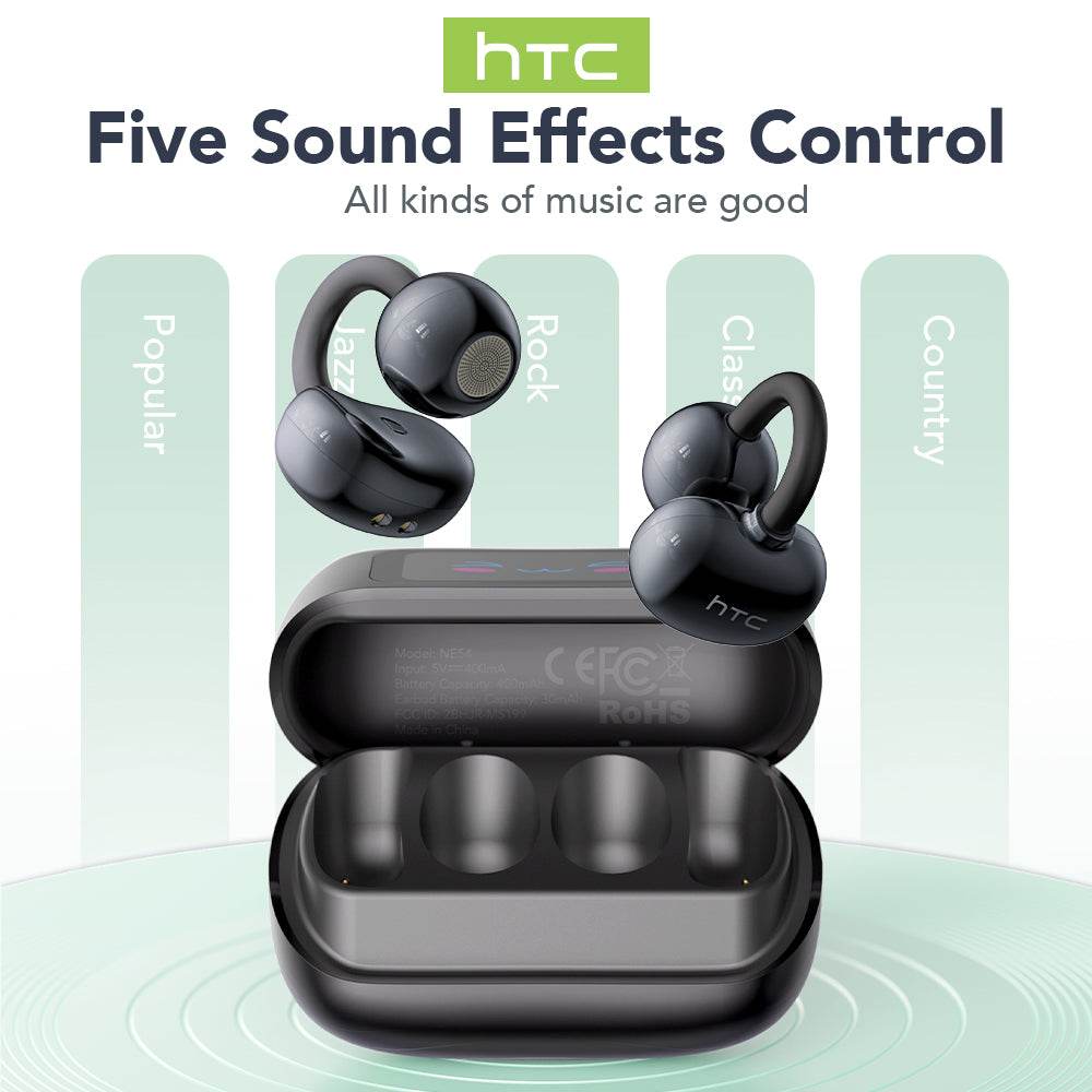 HTC NE54 Bluetooth V6.0 Earphones OWS Ear Clip Headphones Wireless Headphones Long-life Noise Reduction AI Translator Earbuds - HTCTOP