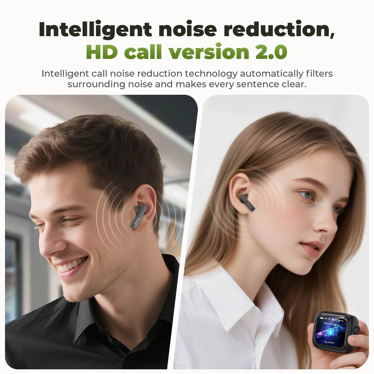 HTC NE40 Bluetooth 6.0 Earphones LED Display High Fidelity Waterproof Wireless Earphones, TWS Touch Control Earbuds, Suitable for Office, Sports, Study and Audio Calls | Built-in Microphone | Earphones - HTCTOP