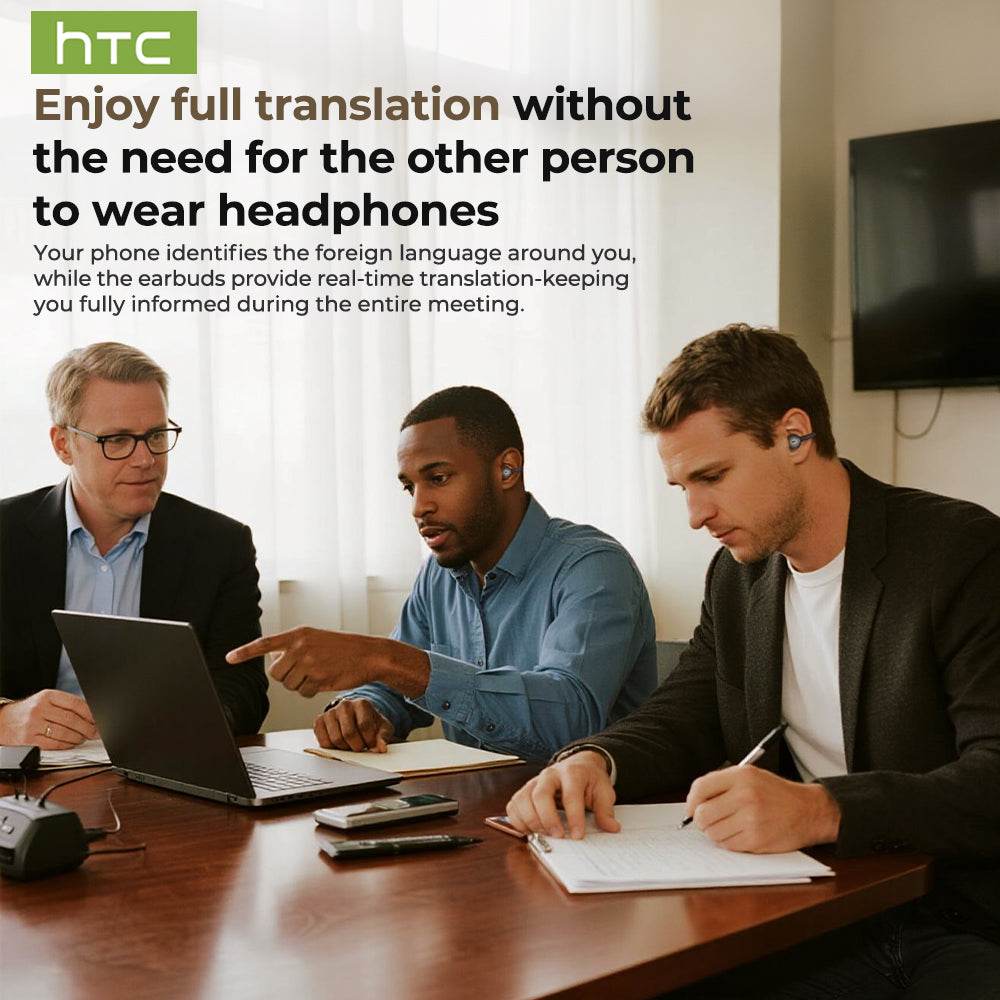 HTC NE55 OWS - Clip-on earphones, Bluetooth headset, IPX4 waterproof, equipped with charging box, built-in microphone. NC noise reduction, comfortable to wear, excellent sound quality, suitable for office, sports, study and voice calls. - HTCTOP