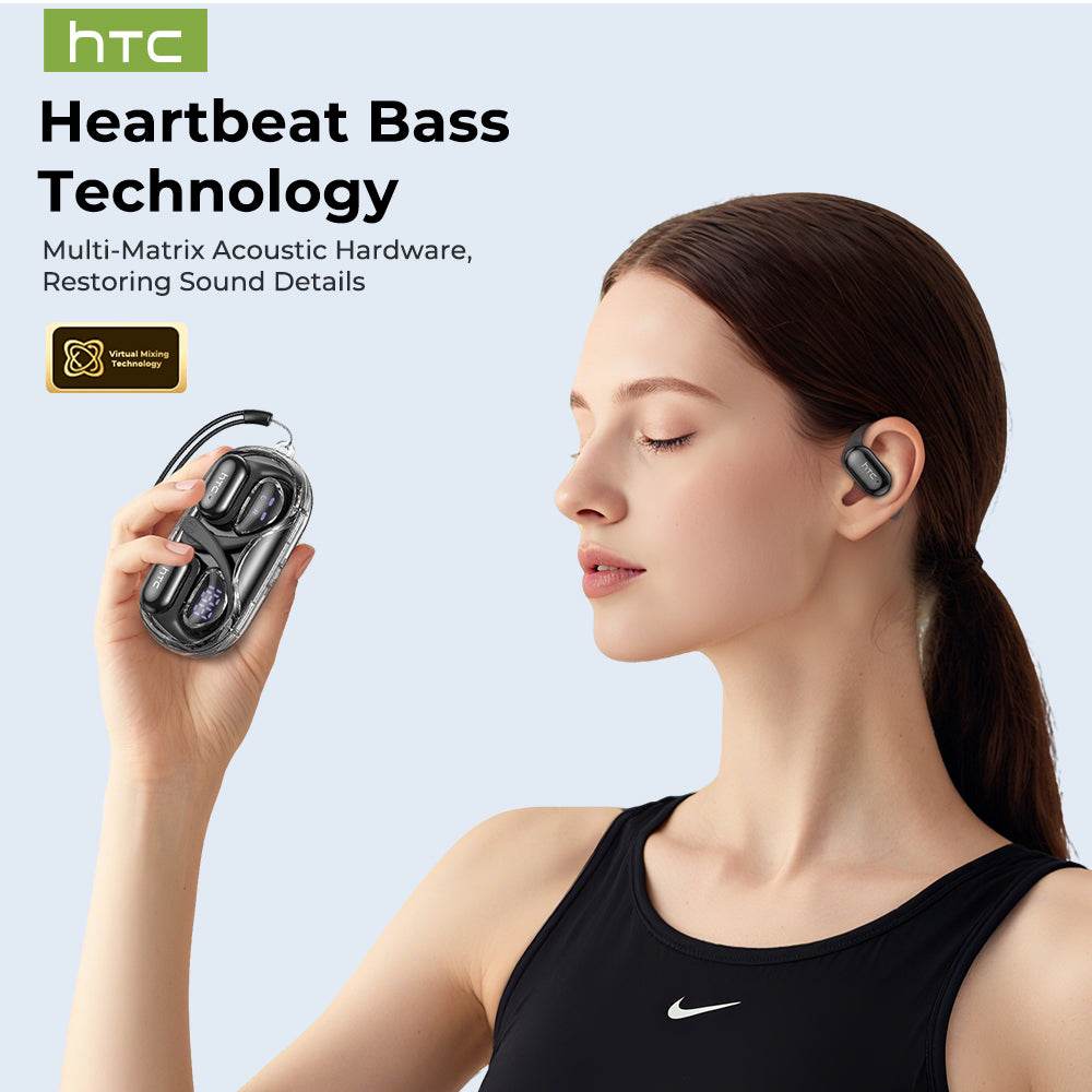 HTC NE37 Bluetooth V6.0 AI Earphones OWS Sports Wireless Headphones Open-Ear Translator Earbuds with Mic Powerful Bass Longlife - HTCTOP