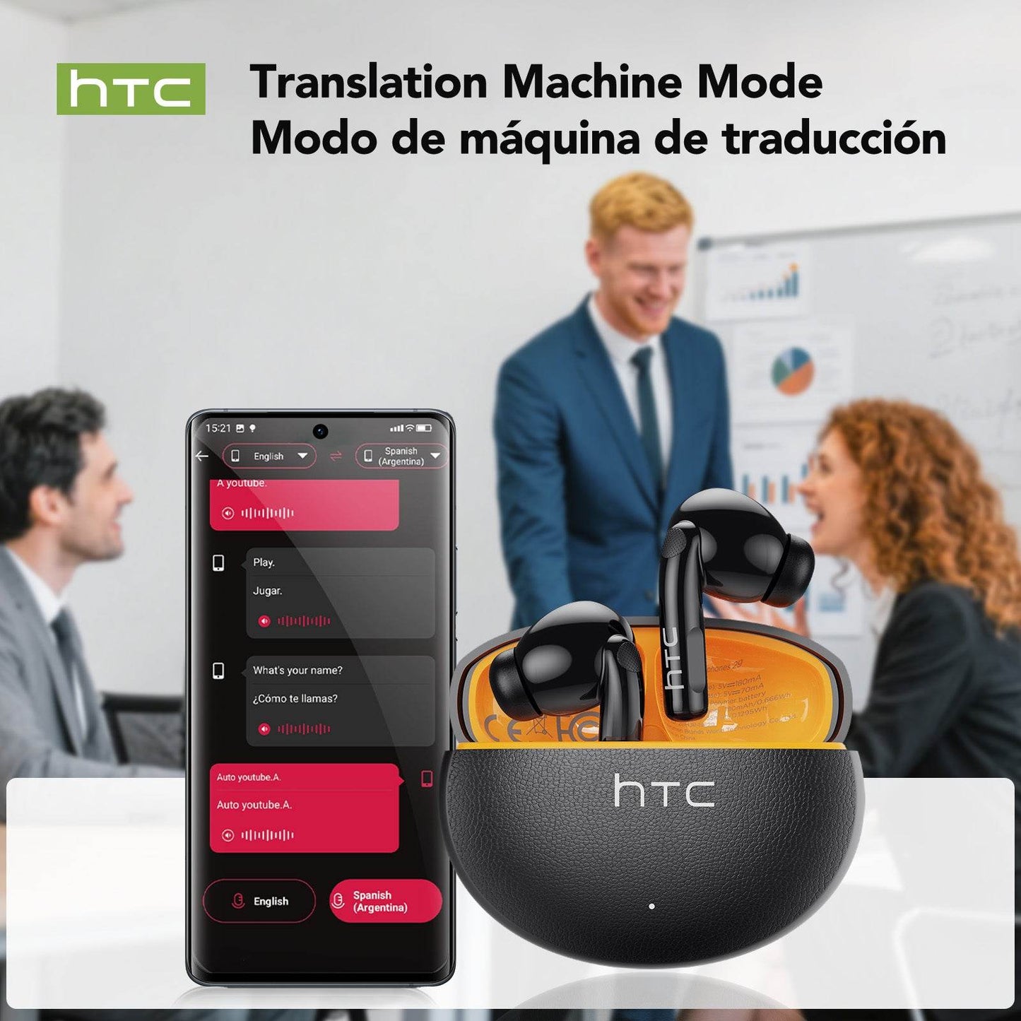 HTC NE29 Bluetooth V6.0 Earphones AI Translator Earbuds OWS Sports Headphones Comfortable Ultra-light in Ear Wireless Headphones - HTCTOP