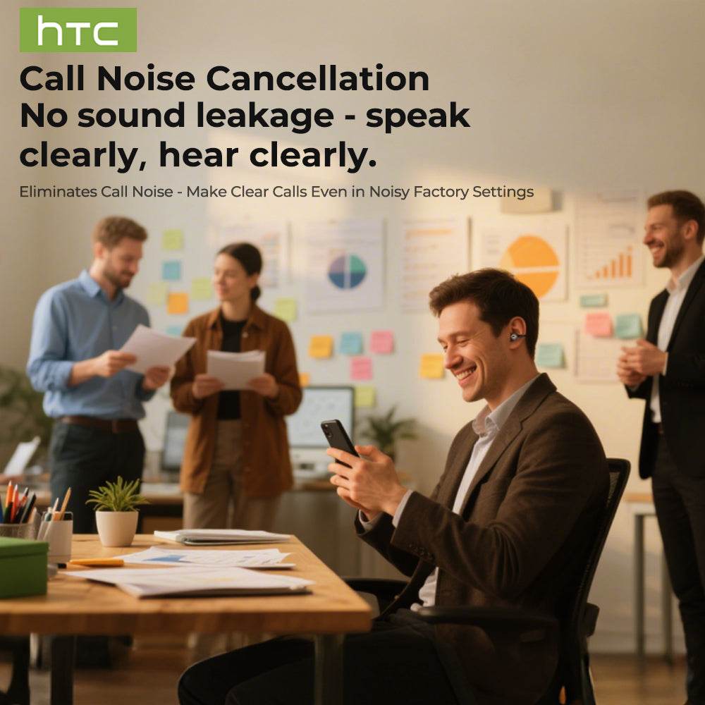 HTC NE55 OWS - Clip-on earphones, Bluetooth headset, IPX4 waterproof, equipped with charging box, built-in microphone. NC noise reduction, comfortable to wear, excellent sound quality, suitable for office, sports, study and voice calls. - HTCTOP