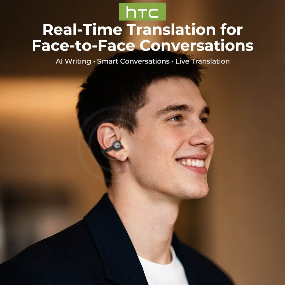 HTC NE55 OWS - Clip-on earphones, Bluetooth headset, IPX4 waterproof, equipped with charging box, built-in microphone. NC noise reduction, comfortable to wear, excellent sound quality, suitable for office, sports, study and voice calls. - HTCTOP