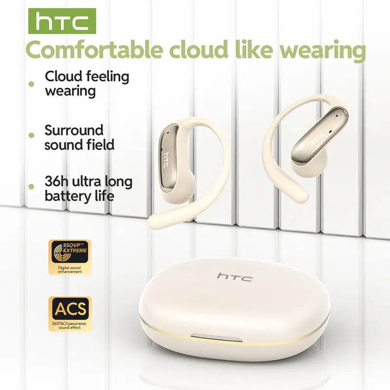 HTC NE52 Open-Style Headphones - Supports Translation in 134 Languages, 40H Ultra Endurance, HiFi Bass, IPX5 Waterproof, Bluetooth 6.0, Over Ear Design - Audio - HTCTOP