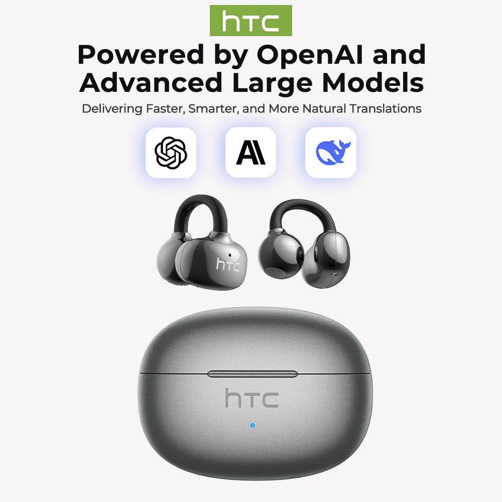 HTC NE55 OWS - Clip-on earphones, Bluetooth headset, IPX4 waterproof, equipped with charging box, built-in microphone. NC noise reduction, comfortable to wear, excellent sound quality, suitable for office, sports, study and voice calls. - HTCTOP