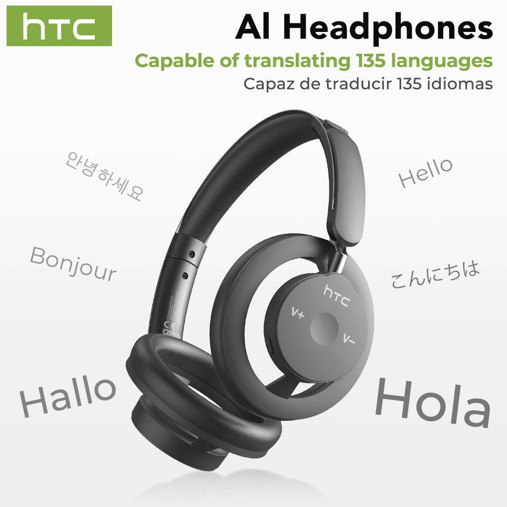 HTC HP06 Open-Ear Wireless Headphones Bluetooth V6.0 Airy Foldable AI Translate Headset for PC Laptop Phone TV Ultralight Hollow - HTCTOP