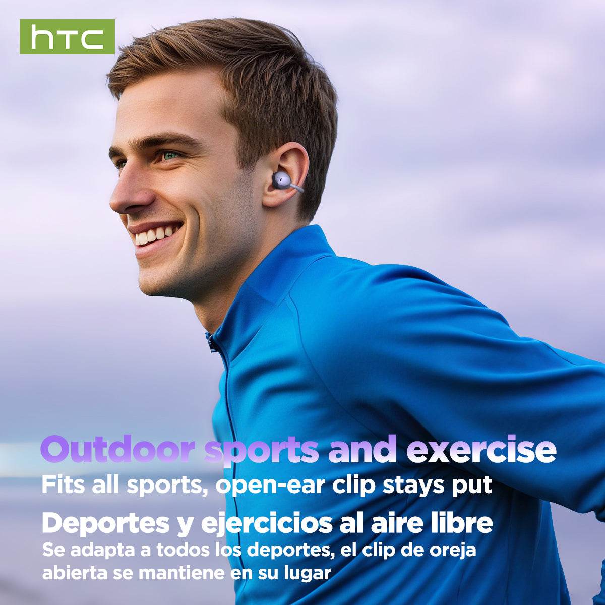 HTC NE32 Bluetooth V6.0 AI Earphones LCD Touch screen OWS Ear Clip Wireless headphones Translator Earbuds Noise Reduction call - HTCTOP