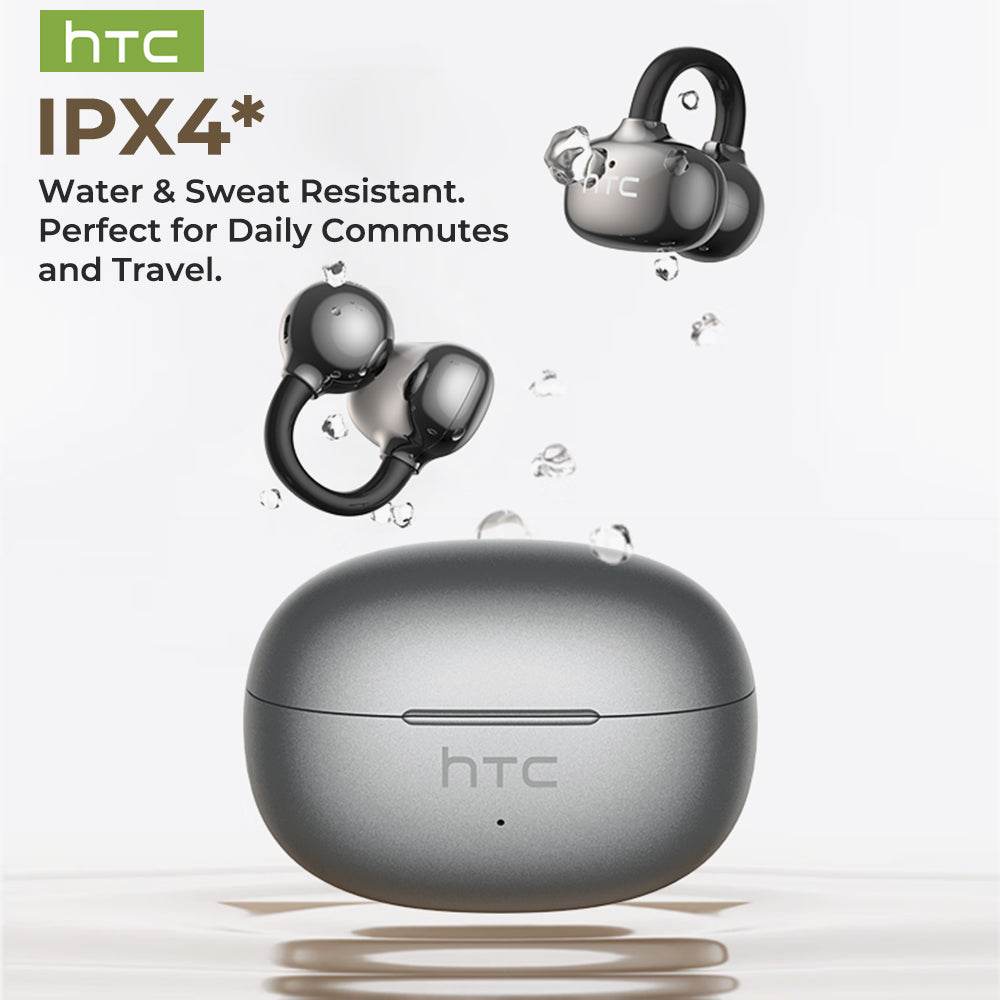 HTC NE55 OWS - Clip-on earphones, Bluetooth headset, IPX4 waterproof, equipped with charging box, built-in microphone. NC noise reduction, comfortable to wear, excellent sound quality, suitable for office, sports, study and voice calls. - HTCTOP