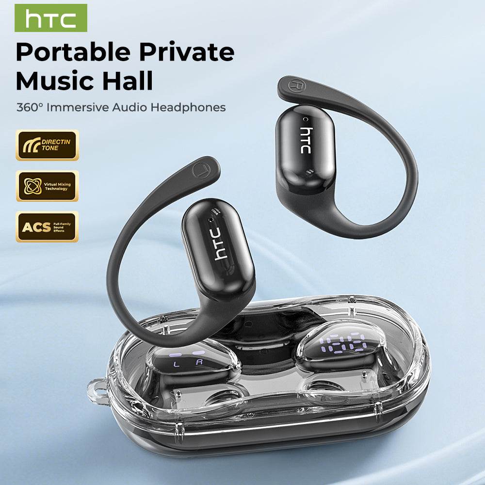 HTC NE37 Bluetooth V6.0 AI Earphones OWS Sports Wireless Headphones Open-Ear Translator Earbuds with Mic Powerful Bass Longlife - HTCTOP