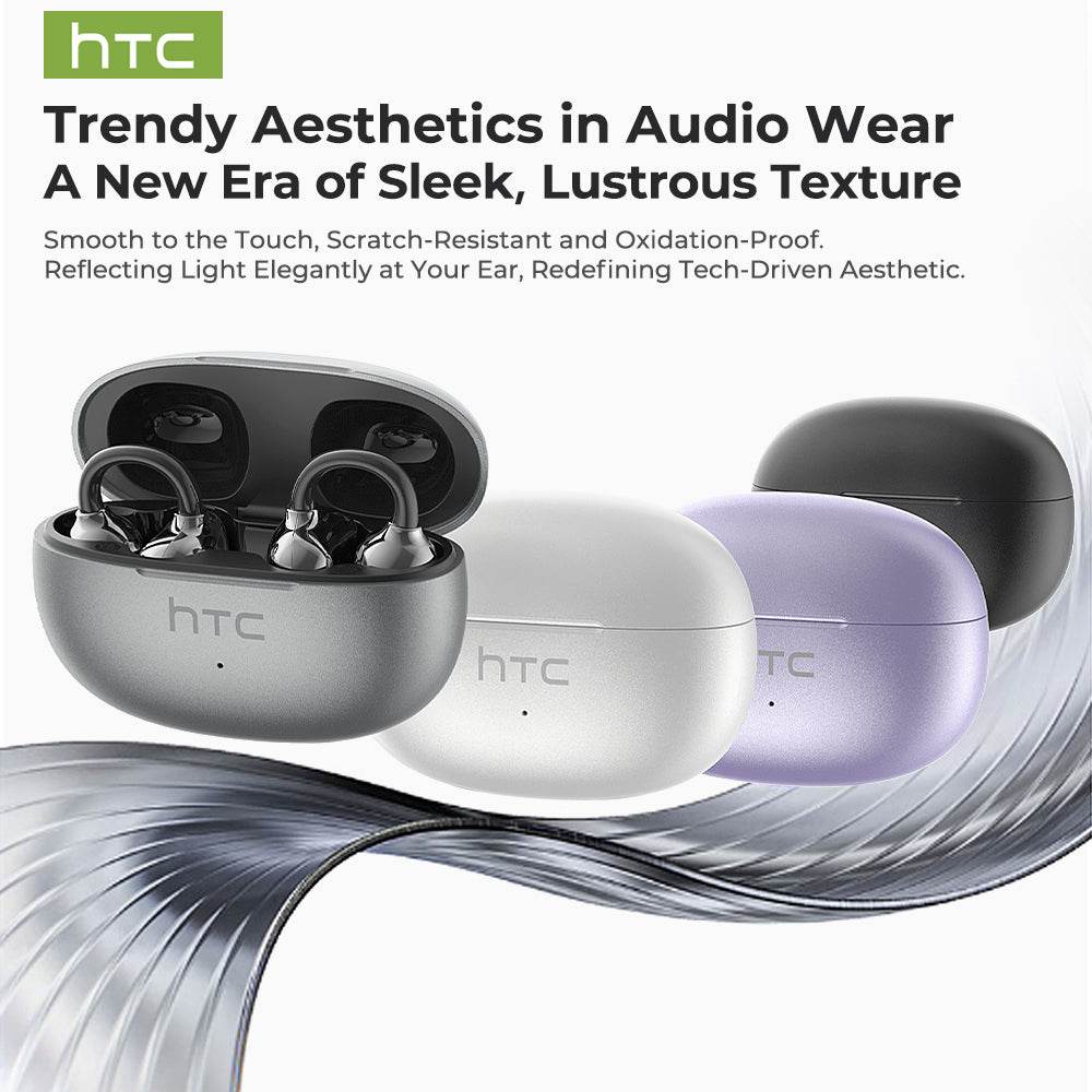 HTC NE55 OWS - Clip-on earphones, Bluetooth headset, IPX4 waterproof, equipped with charging box, built-in microphone. NC noise reduction, comfortable to wear, excellent sound quality, suitable for office, sports, study and voice calls. - HTCTOP