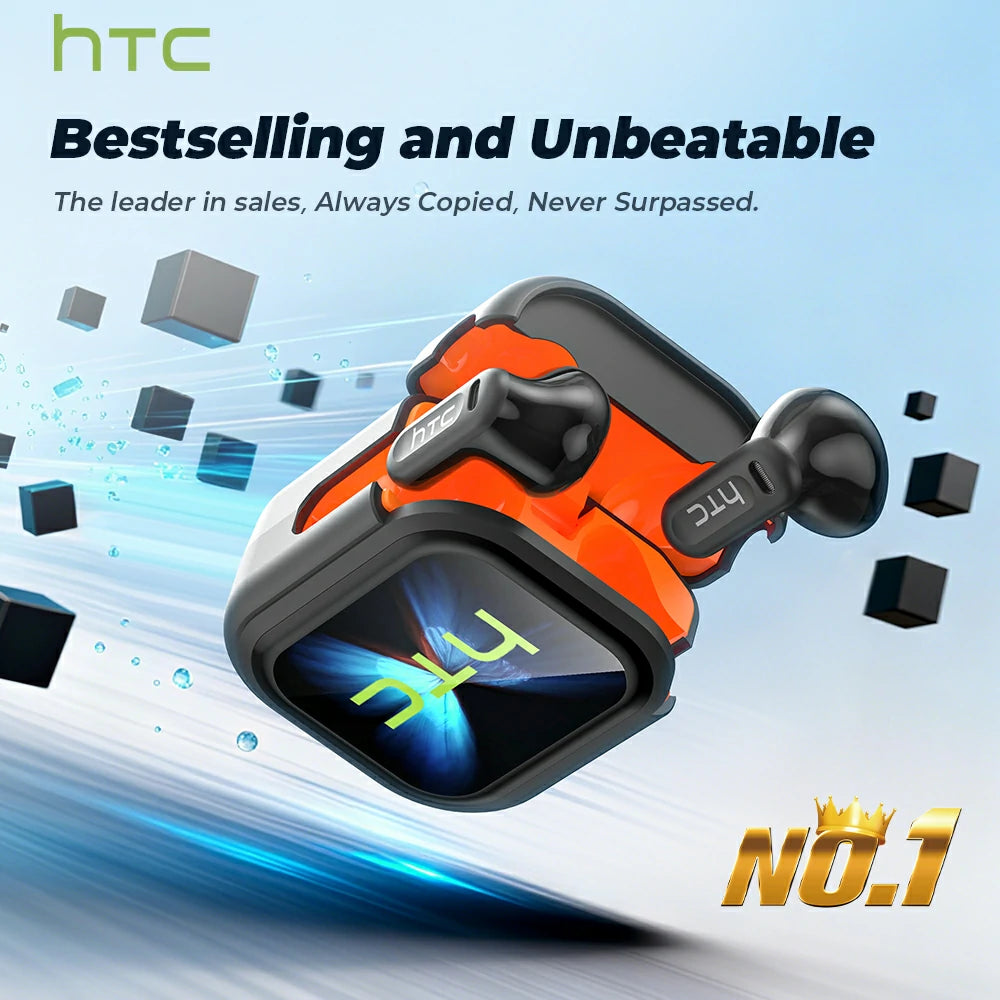 HTC NE20 Bluetooth 5.4 Earphones LED Display High Fidelity Waterproof Wireless Earphones | Suitable for Office, Sports, Study and Audio Calls | Built-in Microphone | Earphones