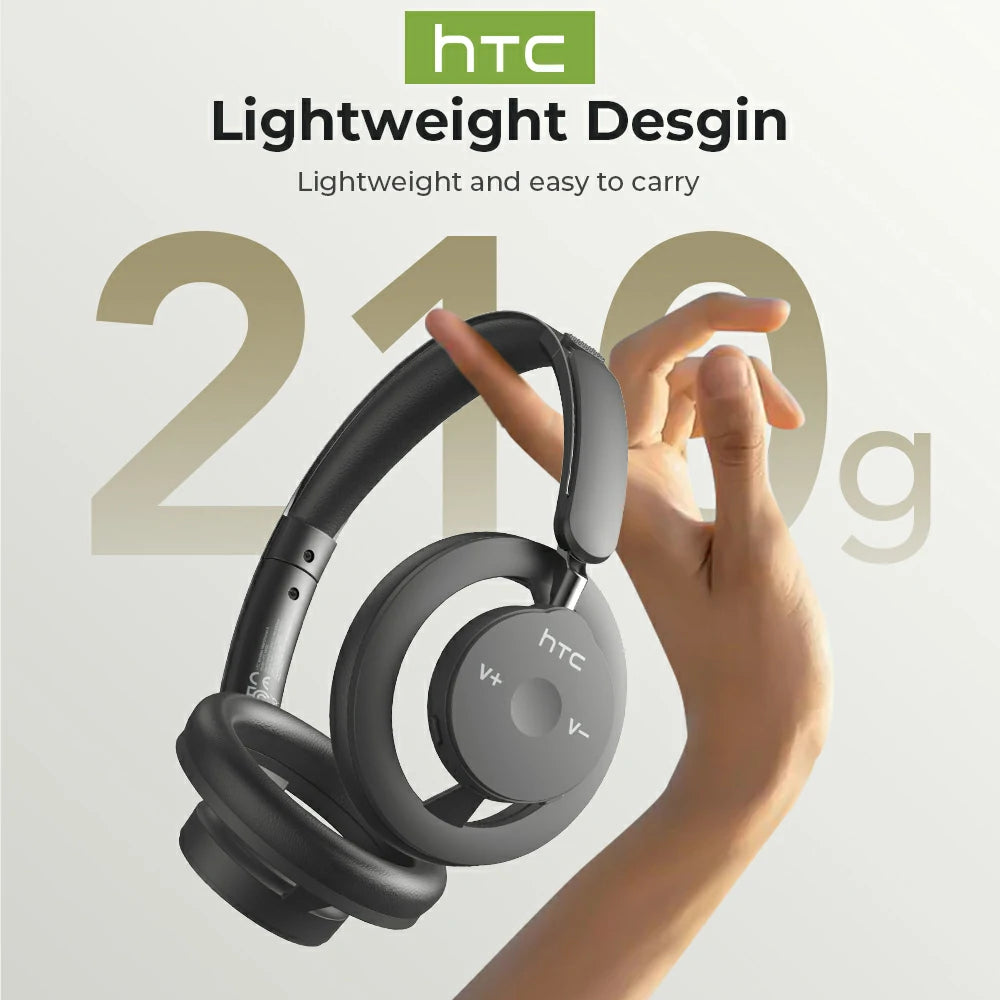 Casque sans fil HTC HP06 à oreille ouverte Bluetooth V6.0, pliable et aéré, avec traduction par IA, pour PC, ordinateur portable, téléphone, TV, ultraléger et creux