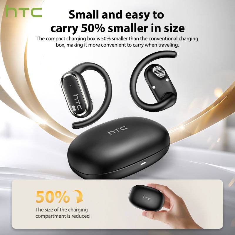 HTC NE03 Bluetooth 6.0 Earphones AI Headphoens Wireless Headphones with Mic Button Control Noise Reduction Earhooks Sports Waterproof Headset - HTCTOP