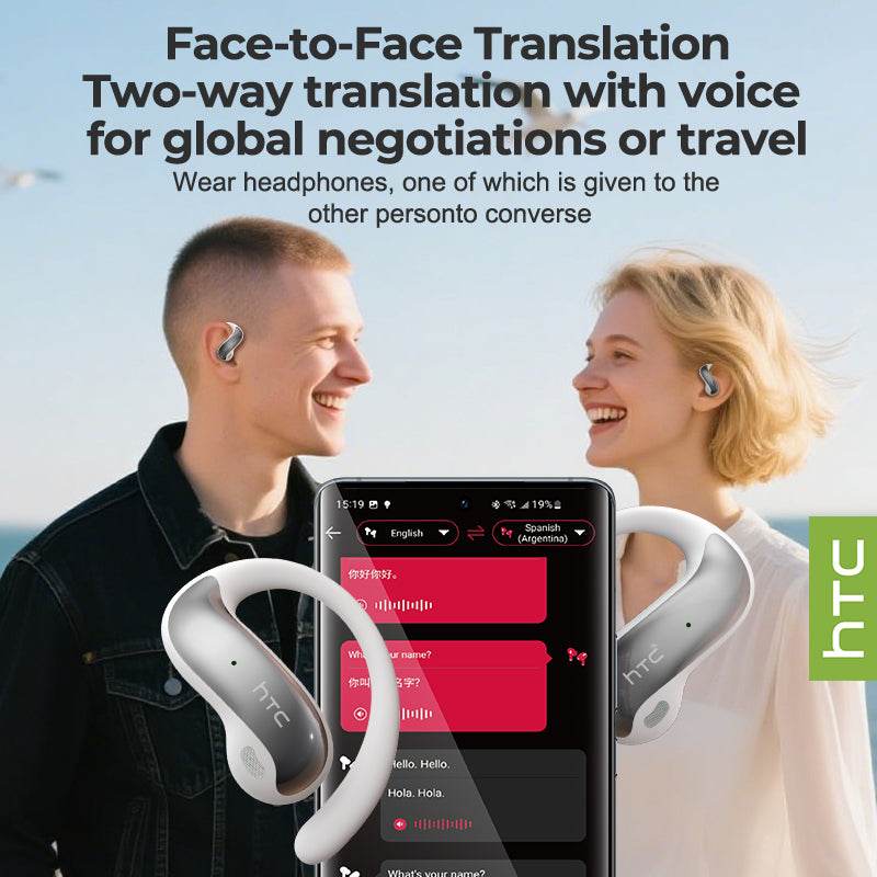 HTC NE30 Bluetooth V6.0 Earphones AI Translator Earbuds OWS Sports Headphones Music Stere HD Bass Wireless Headphones with Mic - HTCTOP