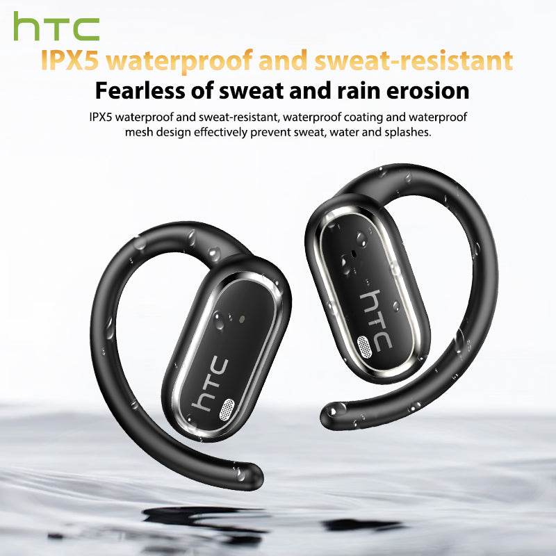 HTC NE03 Bluetooth 6.0 Earphones AI Headphoens Wireless Headphones with Mic Button Control Noise Reduction Earhooks Sports Waterproof Headset - HTCTOP