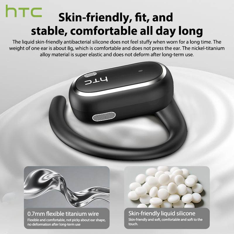 HTC NE03 Bluetooth 6.0 Earphones AI Headphoens Wireless Headphones with Mic Button Control Noise Reduction Earhooks Sports Waterproof Headset - HTCTOP