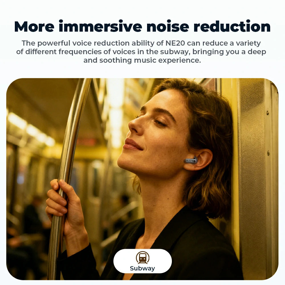 HTC NE20 Bluetooth 5.4 Earphones LED Display High Fidelity Waterproof Wireless Earphones | Suitable for Office, Sports, Study and Audio Calls | Built-in Microphone | Earphones