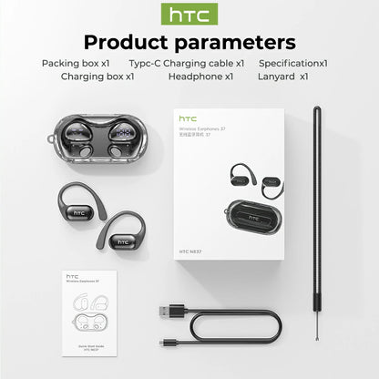 HTC NE37 Open-Ear Bluetooth AI Earbuds