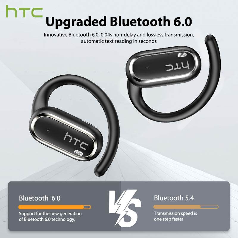 HTC NE03 Bluetooth 6.0 Earphones AI Headphoens Wireless Headphones with Mic Button Control Noise Reduction Earhooks Sports Waterproof Headset - HTCTOP