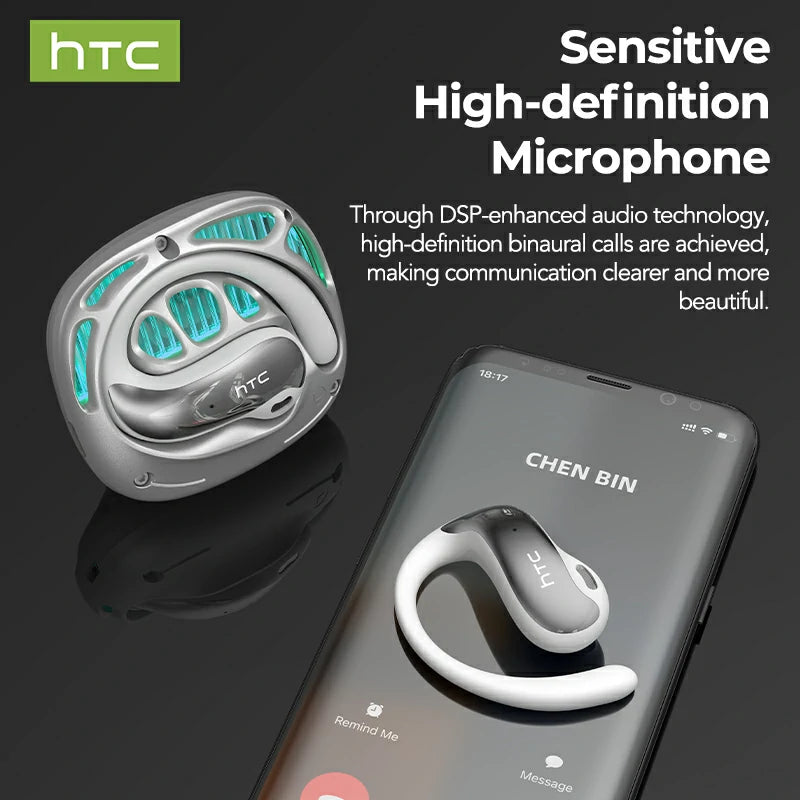 Auriculares HTC NE30 Bluetooth V6.0 con traductor de IA, auriculares deportivos OWS, música estéreo, bajos HD, inalámbricos con micrófono