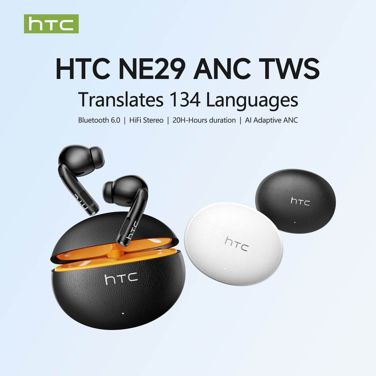 HTC NE29 Bluetooth V6.0 Earphones AI Translator Earbuds OWS Sports Headphones Comfortable Ultra-light in Ear Wireless Headphones - HTCTOP