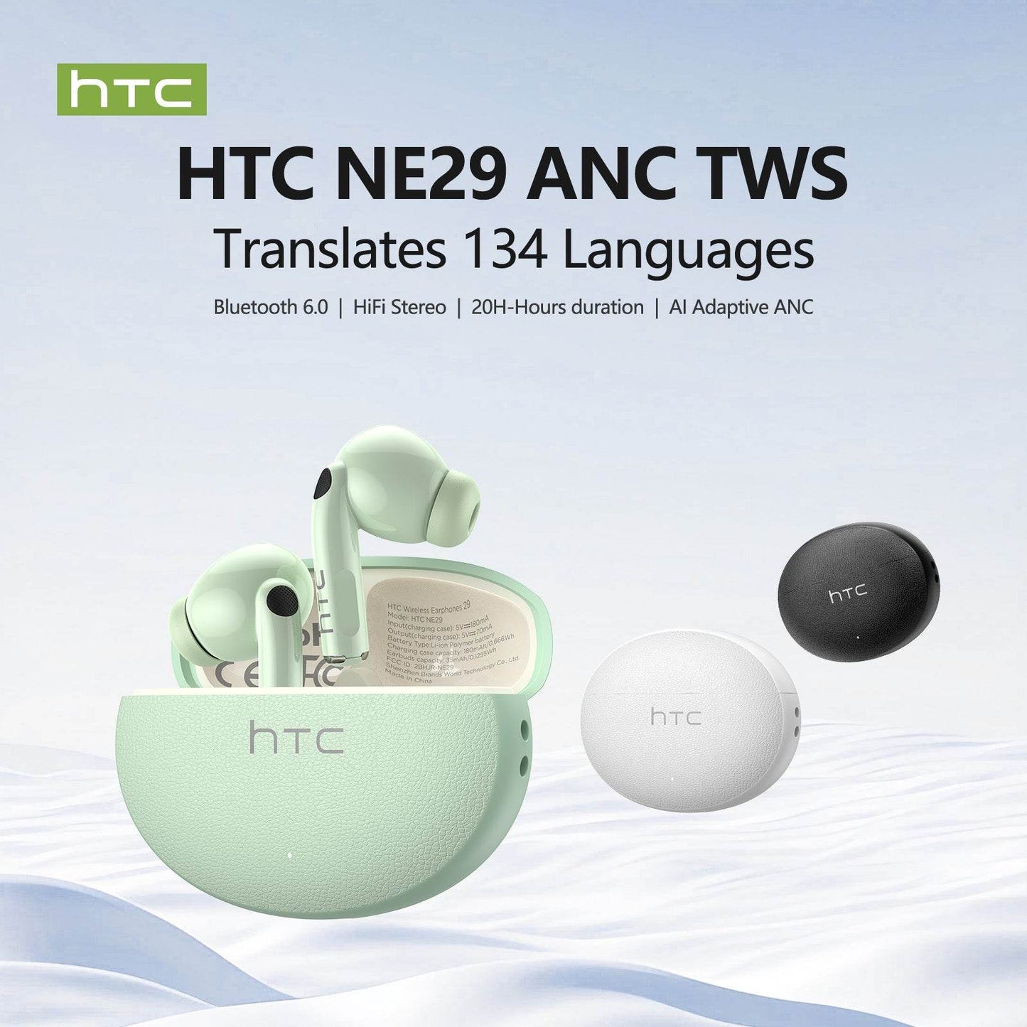 HTC NE29 Bluetooth V6.0 Earphones AI Translator Earbuds OWS Sports Headphones Comfortable Ultra-light in Ear Wireless Headphones - HTCTOP