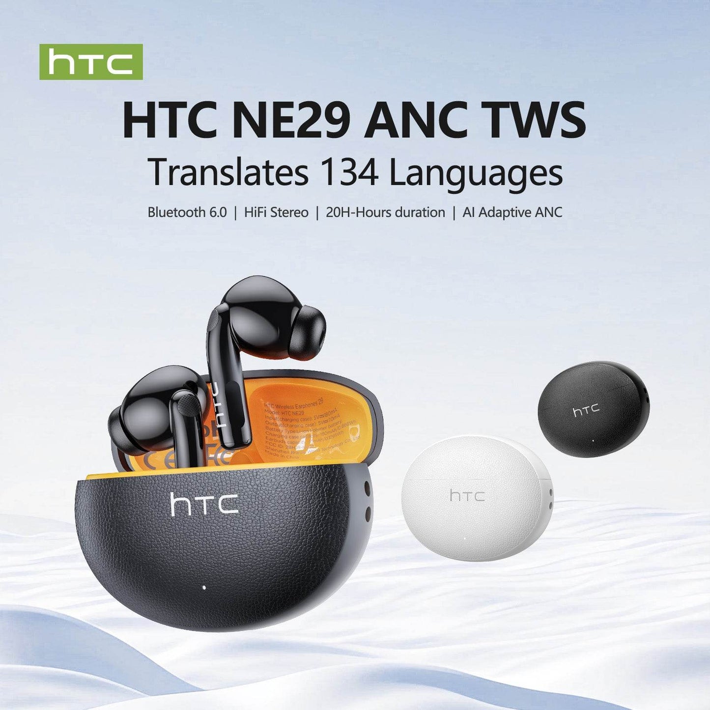 HTC NE29 Bluetooth V6.0 Earphones AI Translator Earbuds OWS Sports Headphones Comfortable Ultra-light in Ear Wireless Headphones - HTCTOP