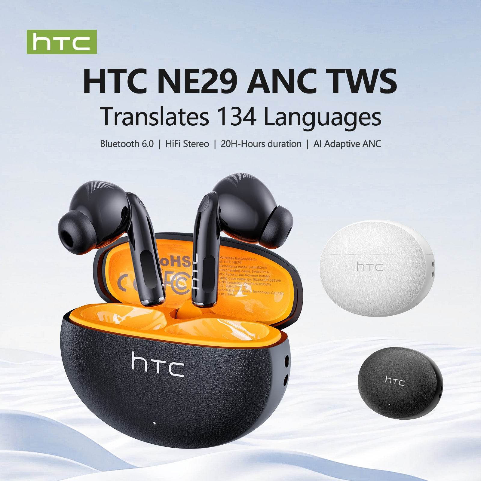 HTC NE29 Bluetooth V6.0 Earphones AI Translator Earbuds OWS Sports Headphones Comfortable Ultra-light in Ear Wireless Headphones - HTCTOP