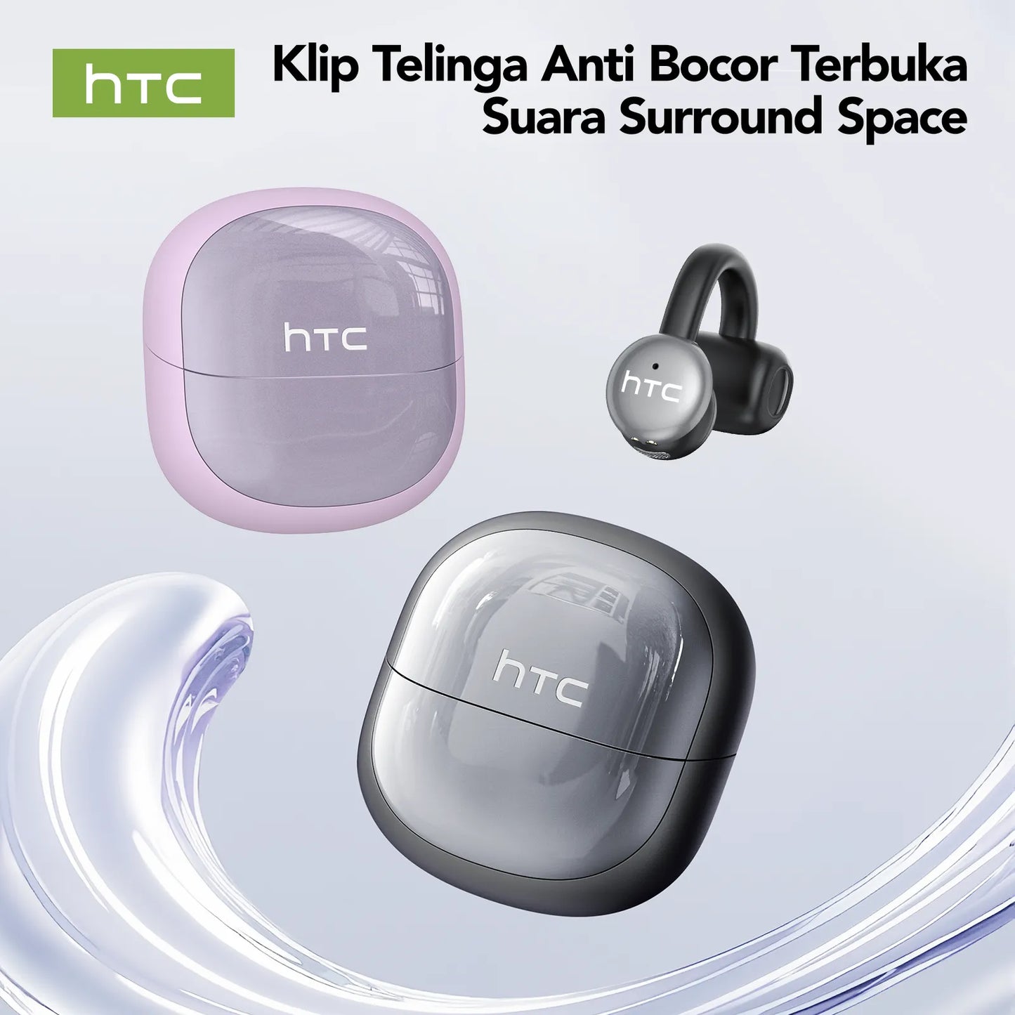 Écouteurs intra-auriculaires Bluetooth HTC NE15 avec microphone et traduction AI. Écouteurs de sport sans fil avec crochets d'oreille étanches IPX5. Écouteurs Bluetooth HiFi stéréo pour téléphone.