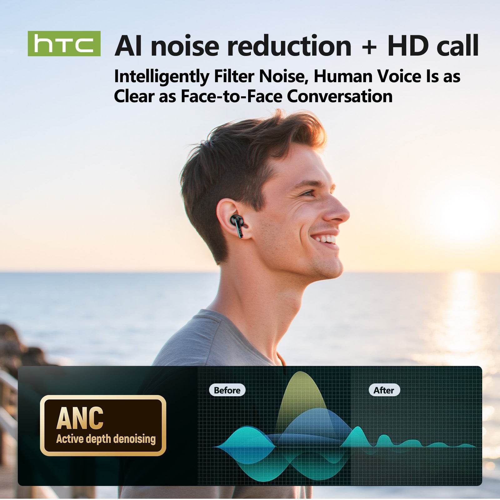HTC NE29 Bluetooth V6.0 Earphones AI Translator Earbuds OWS Sports Headphones Comfortable Ultra-light in Ear Wireless Headphones - HTCTOP
