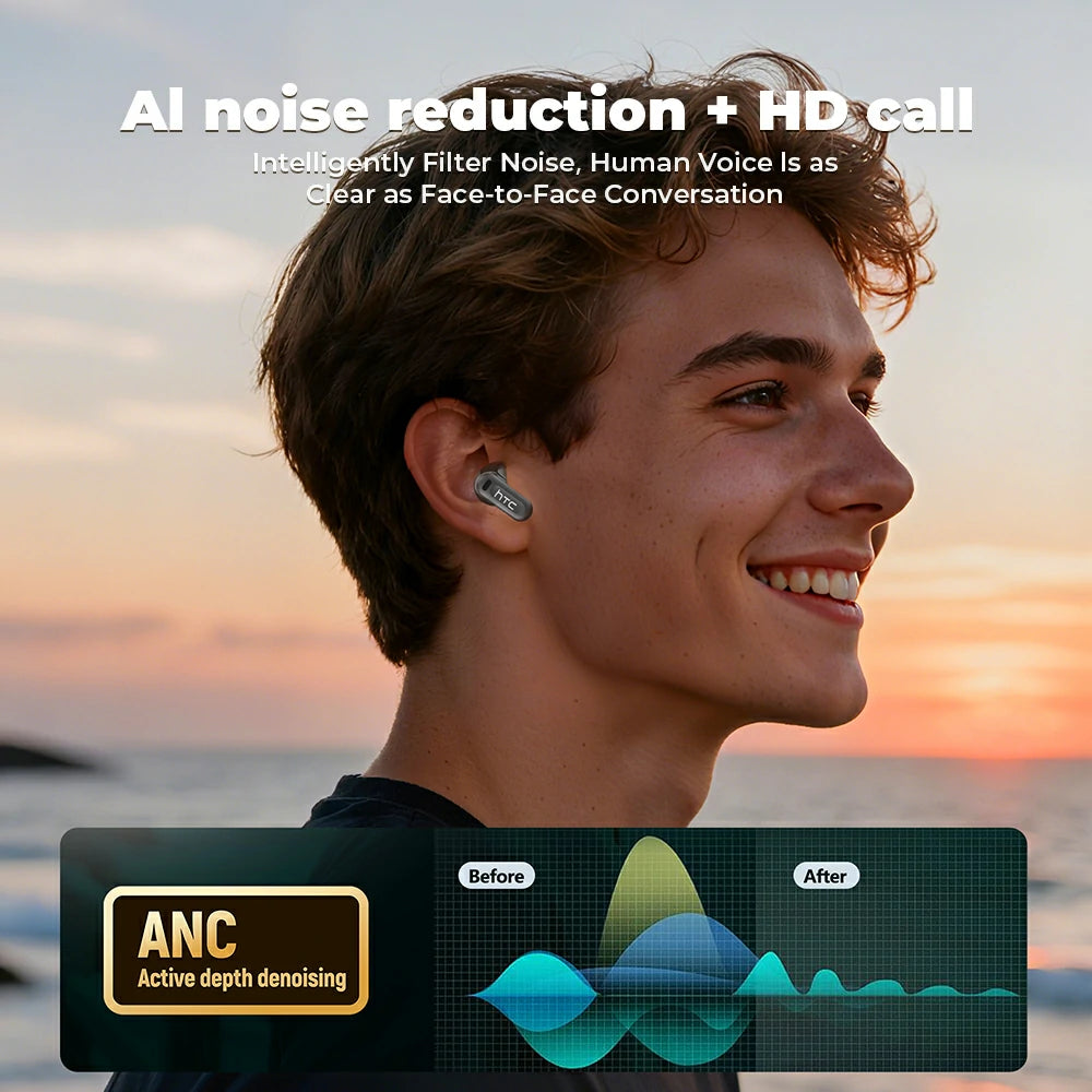 HTC NE20 Bluetooth 5.4 Earphones LED Display High Fidelity Waterproof Wireless Earphones | Suitable for Office, Sports, Study and Audio Calls | Built-in Microphone | Earphones