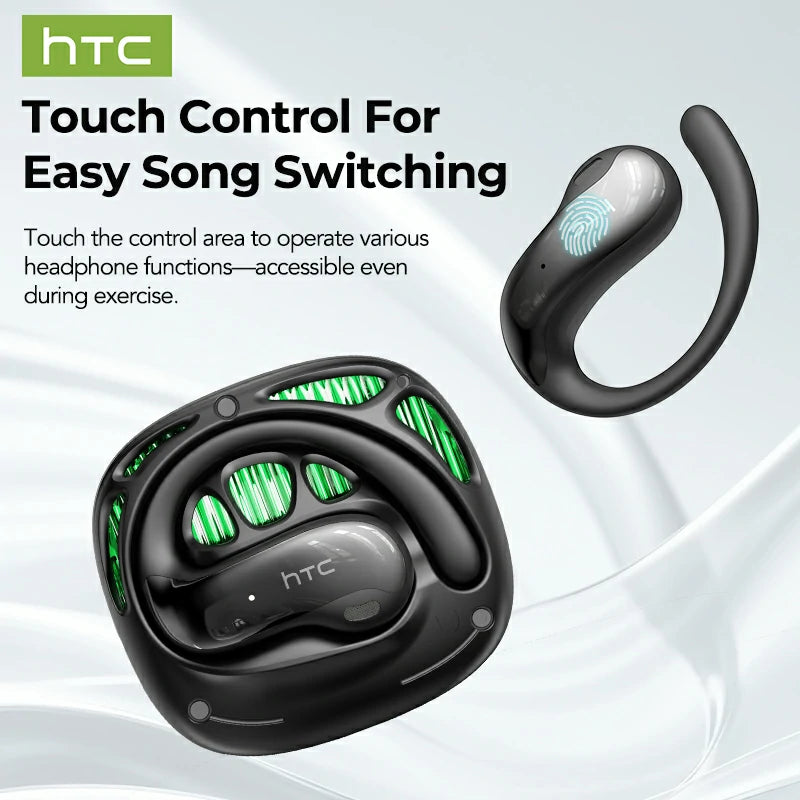 Auriculares HTC NE30 Bluetooth V6.0 con traductor de IA, auriculares deportivos OWS, música estéreo, bajos HD, inalámbricos con micrófono