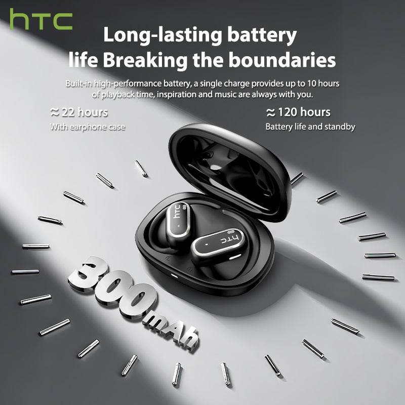 HTC NE03 Bluetooth 6.0 Earphones AI Headphoens Wireless Headphones with Mic Button Control Noise Reduction Earhooks Sports Waterproof Headset - HTCTOP