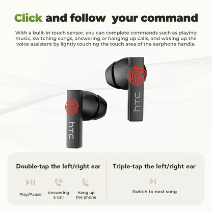 HTC NE40 Bluetooth 6.0 Wireless Earbuds with LED Display