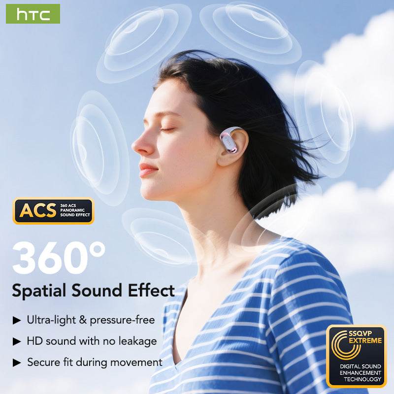 HTC NE28 Bluetooth V6.0 Earphones AI OWS Sports Headphones Wireless Headphones AI Translator Earbuds Mic Powerful Bass Longlife - HTCTOP