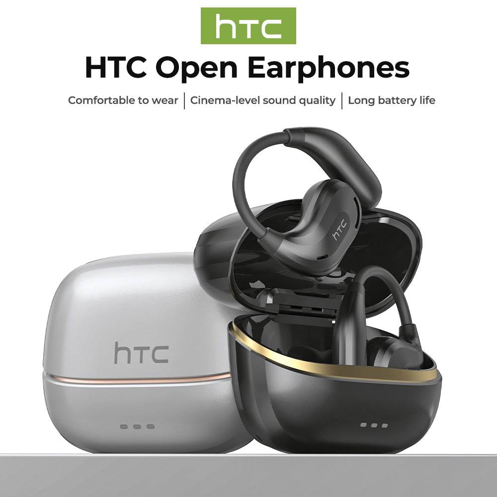 HTC NE18 AI Translator Earbuds Bluetooth V6.0 Earphones TWS Sports Wireless Headphones EarHook Lightweight Headsets Sleek Silver - HTCTOP
