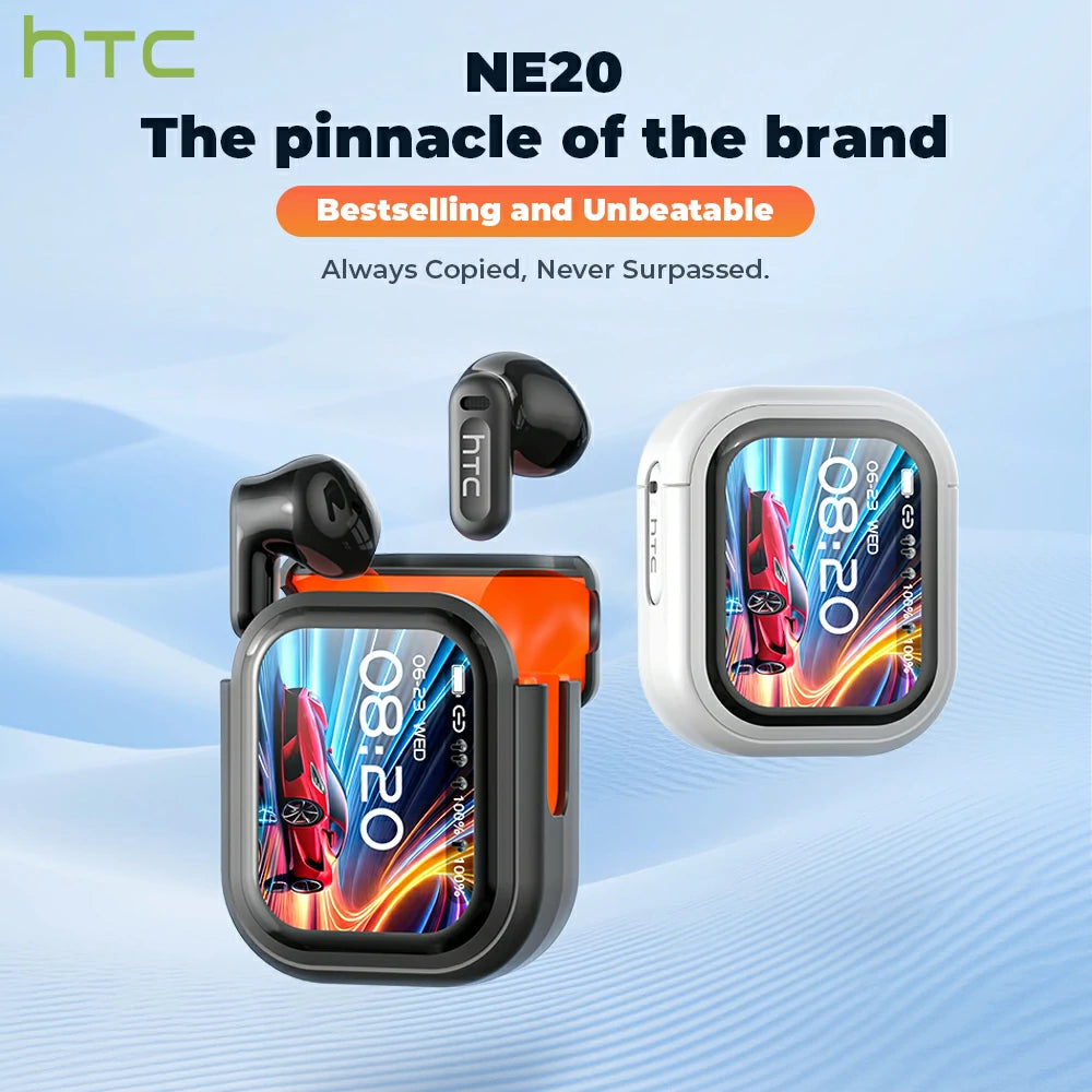 HTC NE20 Bluetooth 5.4 Earphones LED Display High Fidelity Waterproof Wireless Earphones | Suitable for Office, Sports, Study and Audio Calls | Built-in Microphone | Earphones