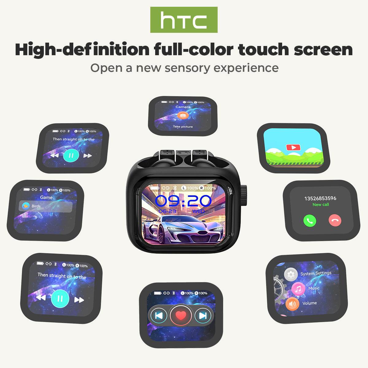 HTC NE40 Bluetooth 6.0 Earphones LED Display High Fidelity Waterproof Wireless Earphones, TWS Touch Control Earbuds, Suitable for Office, Sports, Study and Audio Calls | Built-in Microphone | Earphones - HTCTOP