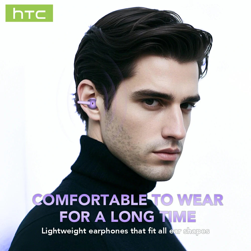 Écouteurs Bluetooth V6.0 HTC NE54 OWS avec clip d'oreille, casque sans fil, réduction du bruit longue durée, traducteur IA