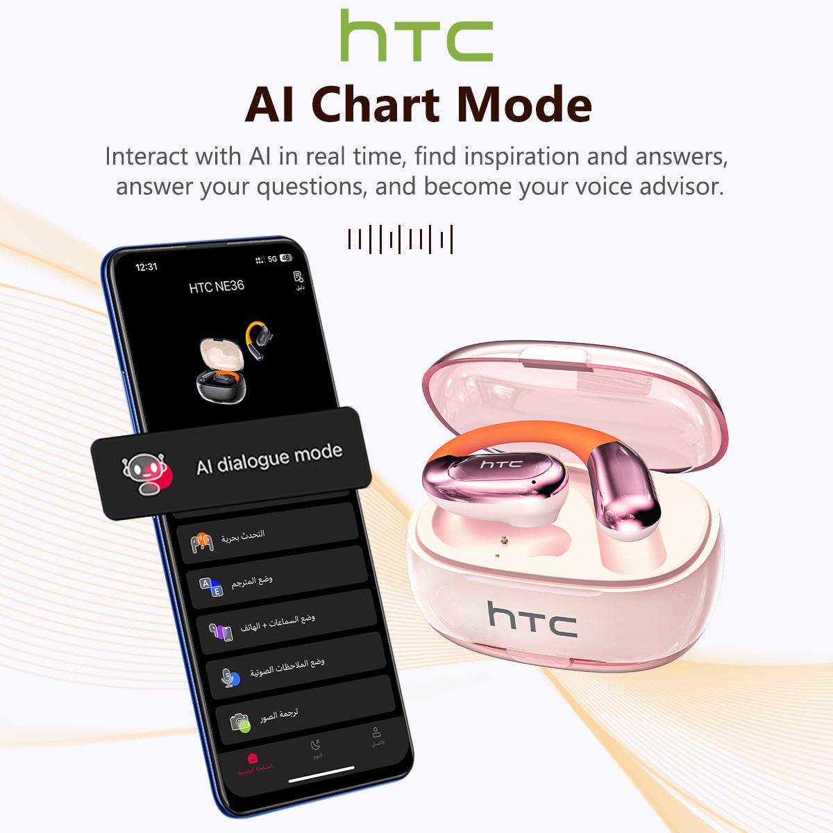 HTC NE36 Wireless 6.0 audifonos bluetooth noise cancelling headphones High Fidelity Waterproof HIFI Sound Quality | Suitable for Office, Sports, Study and Audio Calls | Built-in Microphone | Earphones - HTCTOP