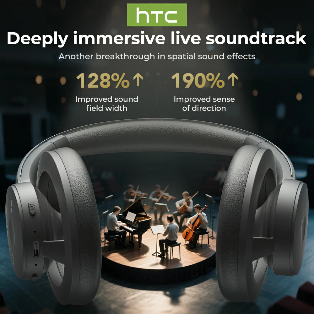 Auriculares inalámbricos HTC HP06 de oído abierto con Bluetooth V6.0, plegables y aireados, con traducción de IA, para PC, portátil, teléfono, TV, ultraligeros y huecos.