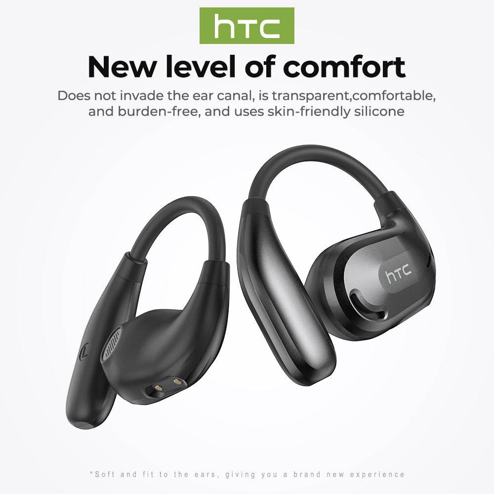 HTC NE18 AI Translator Earbuds Bluetooth V6.0 Earphones TWS Sports Wireless Headphones EarHook Lightweight Headsets Sleek Silver - HTCTOP
