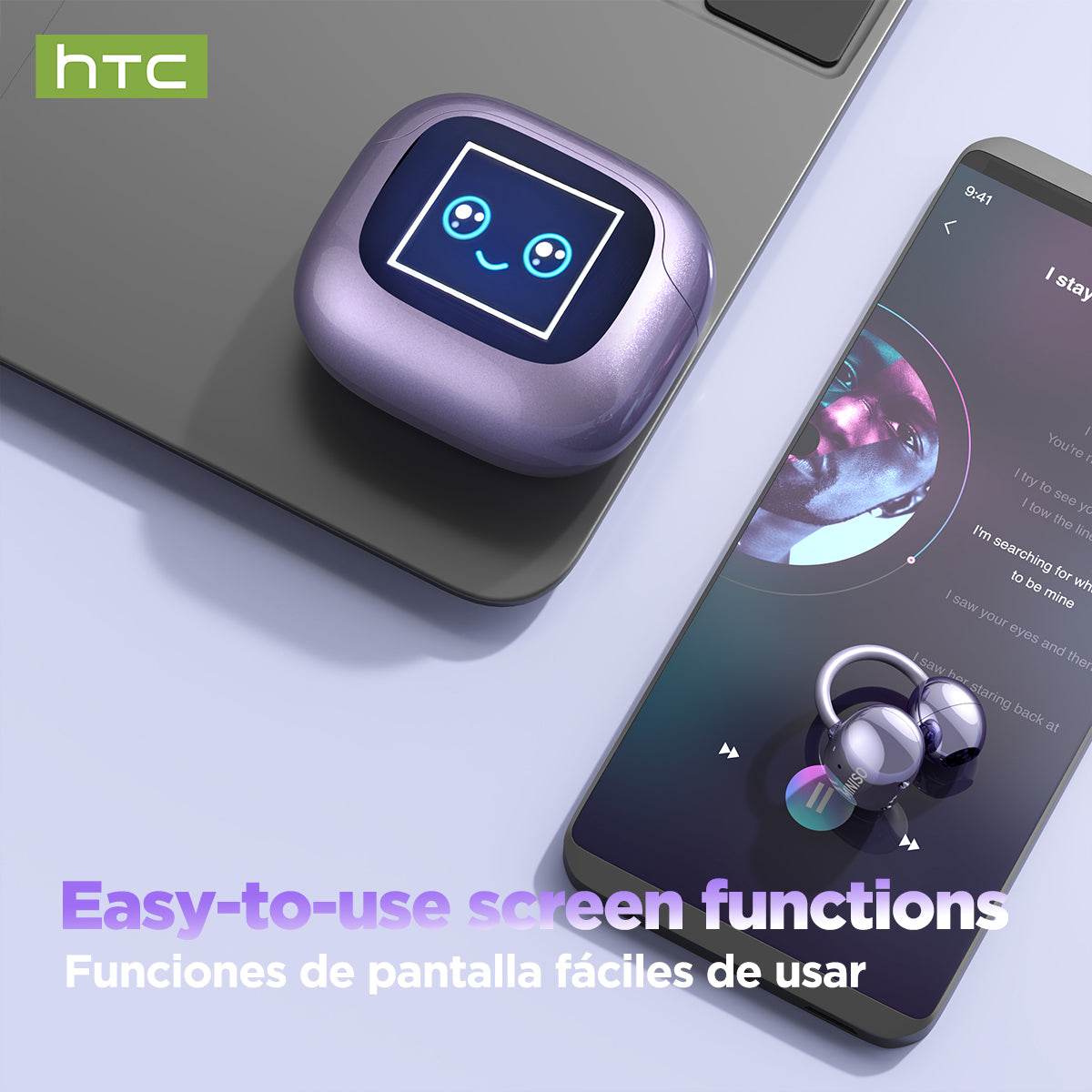 HTC NE32 Bluetooth V6.0 AI Earphones LCD Touch screen OWS Ear Clip Wireless headphones Translator Earbuds Noise Reduction call - HTCTOP