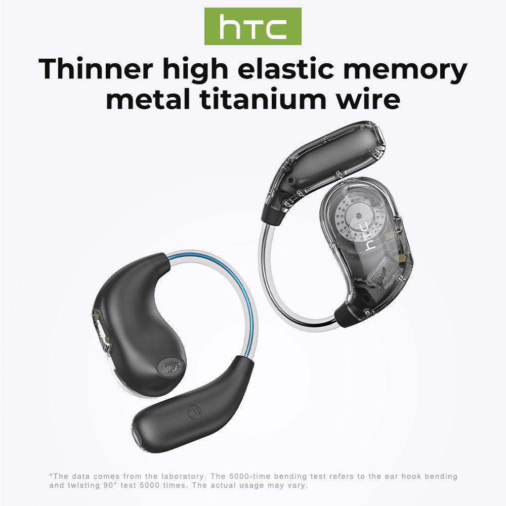 HTC NE18 AI Translator Earbuds Bluetooth V6.0 Earphones TWS Sports Wireless Headphones EarHook Lightweight Headsets Sleek Silver - HTCTOP