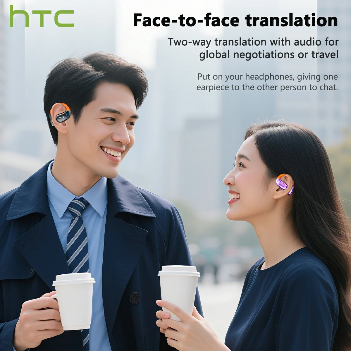 Auriculares inalámbricos HTC NE36 6.0 con Bluetooth y cancelación de ruido. Alta fidelidad, sonido HIFI, resistentes al agua. Ideales para oficina, deportes, estudio y llamadas. Micrófono integrado.