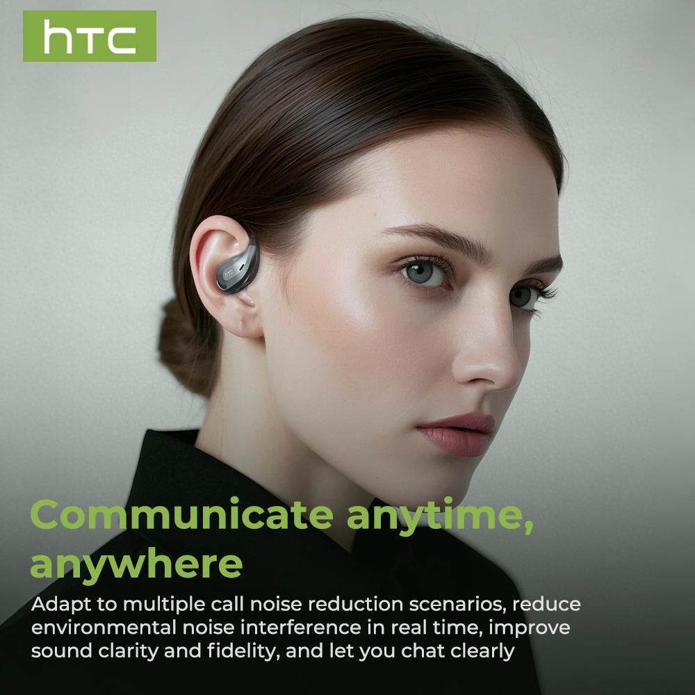 HTC NE18 AI Translator Earbuds Bluetooth V6.0 Earphones TWS Sports Wireless Headphones EarHook Lightweight Headsets Sleek Silver - HTCTOP